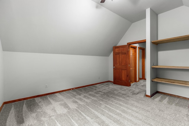 2935 Glendale Community Rd, Greenback, TN 37742 - additional living space with lofted ceiling, carpet floors, baseboards, and ceiling fan
