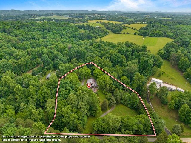 2935 Glendale Community Rd, Greenback, TN 37742 - aerial view of property and surrounding area featuring property boundaries highlighted and a forest