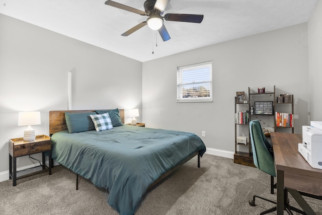 bedroom featuring carpet and ceiling fan