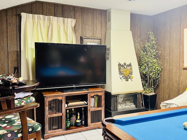 interior space with wooden walls