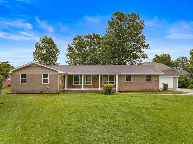 1104 Drinnon Dr, Morristown, TN 37814 - ranch-style house with brick siding, a front lawn, and an attached garage