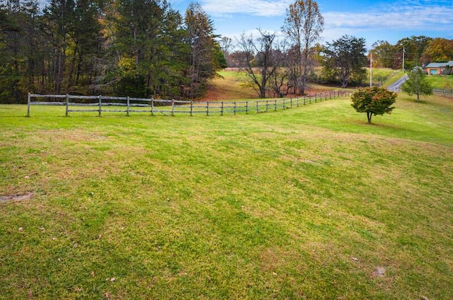 view of yard with a rural view