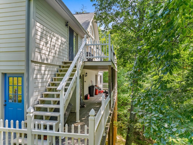 view of home's exterior featuring a deck