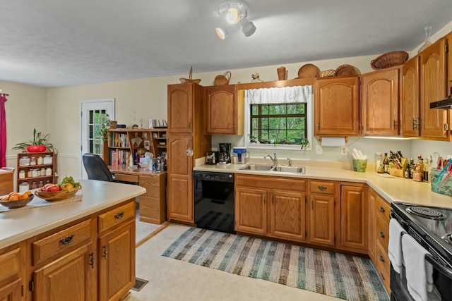 961 Woodway Dr, Morristown, TN 37814 - kitchen featuring light countertops, a healthy amount of sunlight, a sink, and black appliances