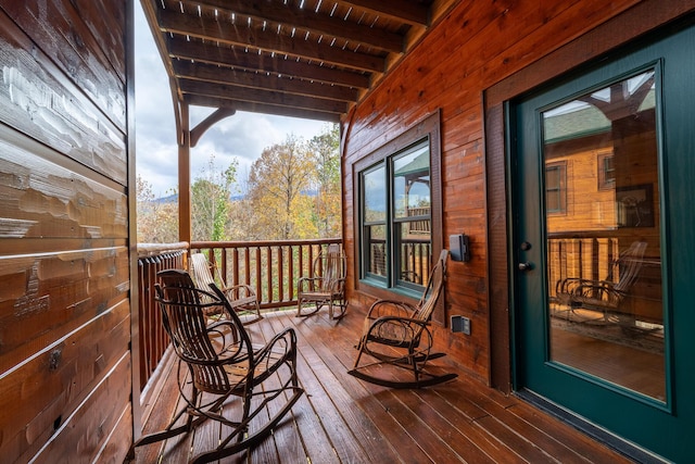 balcony featuring a porch