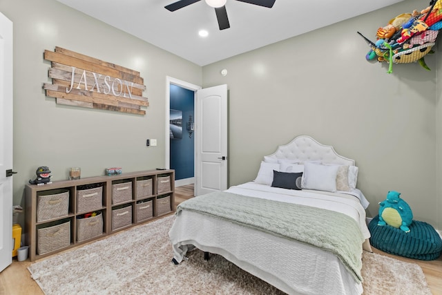 1670 Bays Mountain Rd, New Market, TN 37820 - bedroom with recessed lighting, ceiling fan, and wood finished floors