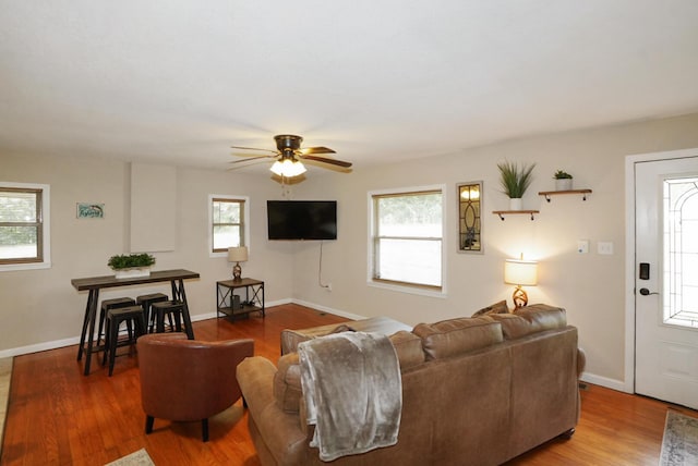 2368 Hall Rd, Dandridge, TN 37725 - living room featuring wood finished floors and ceiling fan