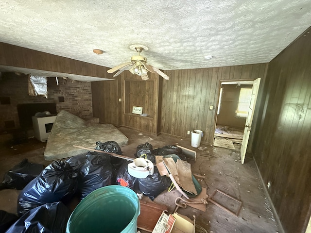 1340 Ryan Rd, Fall Branch, TN 37656 - bedroom with wooden walls and a textured ceiling