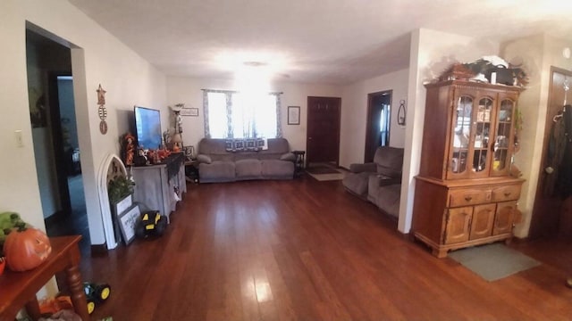 living room featuring dark hardwood / wood-style floors