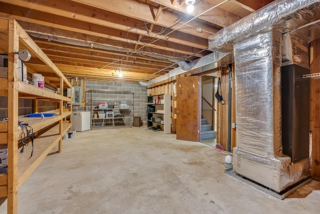 basement with electric panel