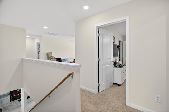 3059 Berna Way, Morristown, TN 37814 - hallway with light carpet, an upstairs landing, and recessed lighting