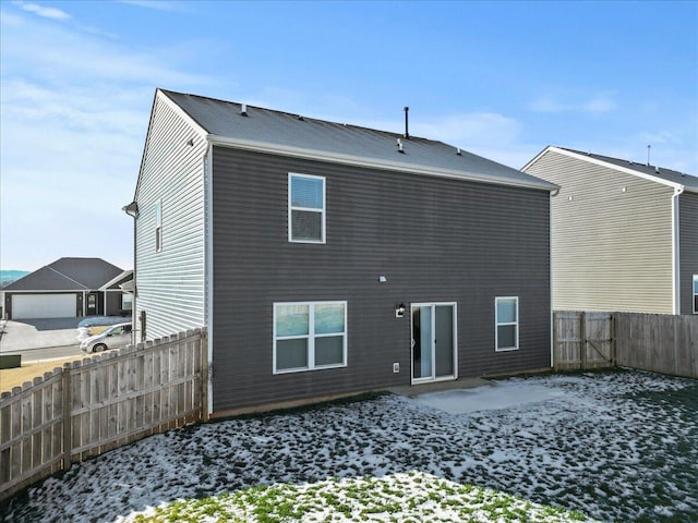 view of snow covered property