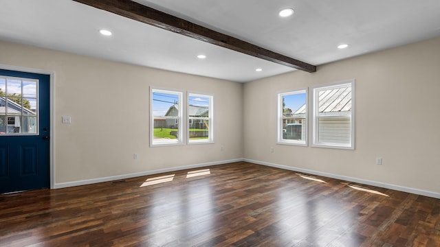 1302 Chestnut St, Kingsport, TN 37664 - entryway with plenty of natural light, beam ceiling, wood finished floors, baseboards, and recessed lighting