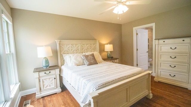 976 Bridgeview Hills Dr, Dandridge, TN 37725 - bedroom with wood finished floors, ensuite bath, and a ceiling fan