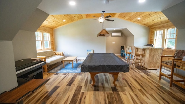 976 Bridgeview Hills Dr, Dandridge, TN 37725 - playroom featuring light wood-style floors, ceiling fan, recessed lighting, wooden ceiling, and pool table