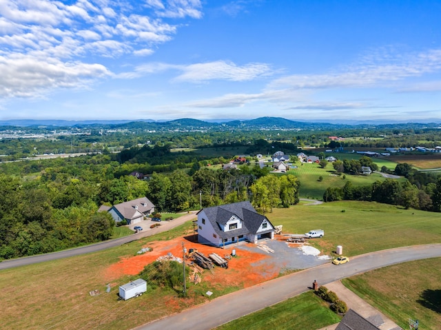 aerial view with a mountain view