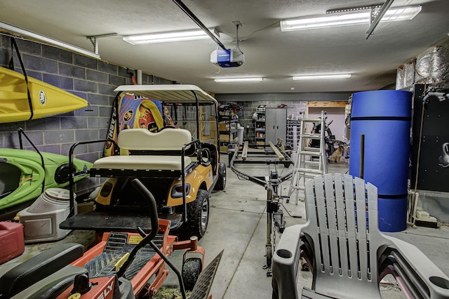 garage with a garage door opener