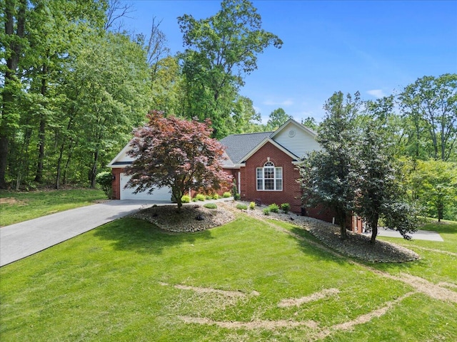 4018 Eagles Nest Dr, Morristown, TN 37813 - view of front facade featuring brick siding, concrete driveway, a front lawn, and a garage