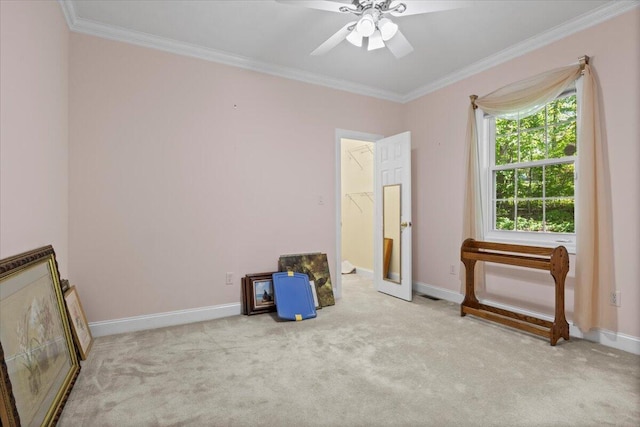 4018 Eagles Nest Dr, Morristown, TN 37813 - unfurnished bedroom with ornamental molding, carpet flooring, baseboards, and a ceiling fan