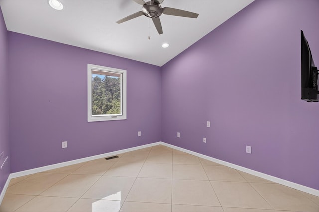 792 Hopper Blf, Rutledge, TN 37861 - spare room with ceiling fan, lofted ceiling, light tile patterned floors, and recessed lighting