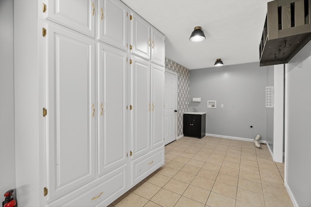 792 Hopper Blf, Rutledge, TN 37861 - laundry room featuring cabinet space, hookup for a washing machine, hookup for an electric dryer, and light tile patterned flooring