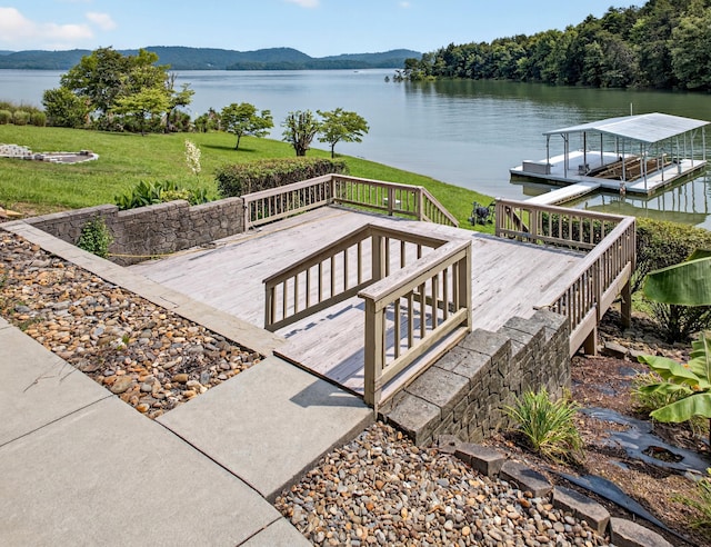 792 Hopper Blf, Rutledge, TN 37861 - wooden deck featuring a water view, a yard, and a floating dock