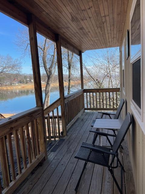 deck with a water view