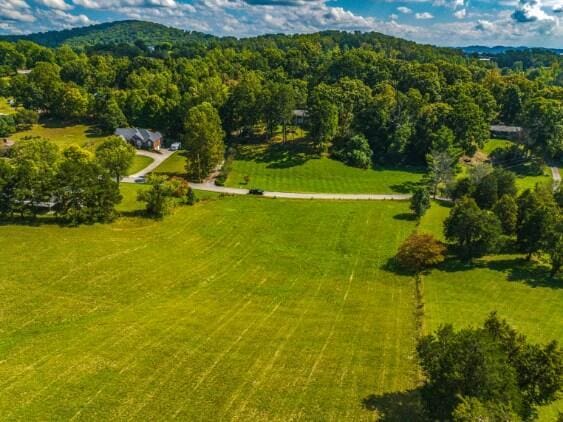 birds eye view of property with a rural view