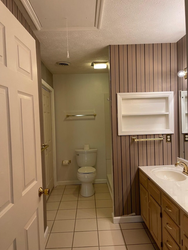 1412 Secreretariat Dr, Morristown, TN 37814 - bathroom featuring a textured ceiling, toilet, tile patterned flooring, vanity, and a shower