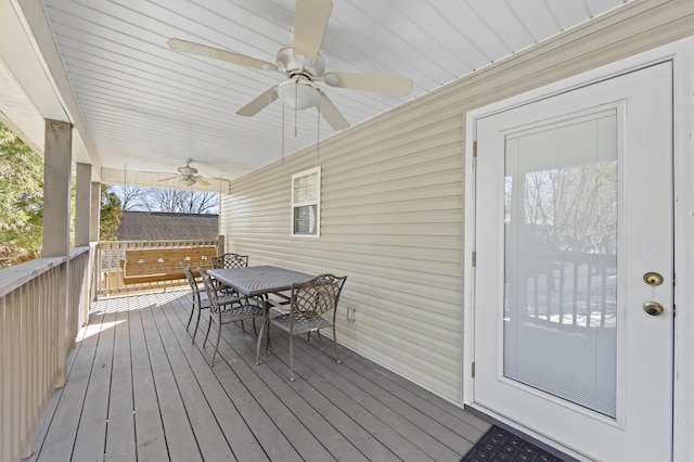 wooden terrace with ceiling fan