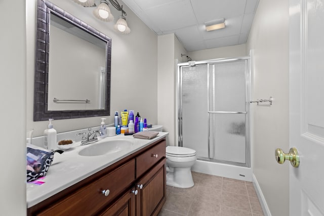 5704 Long Creek Rd, Morristown, TN 37813 - full bath with vanity, a stall shower, tile patterned flooring, and a drop ceiling