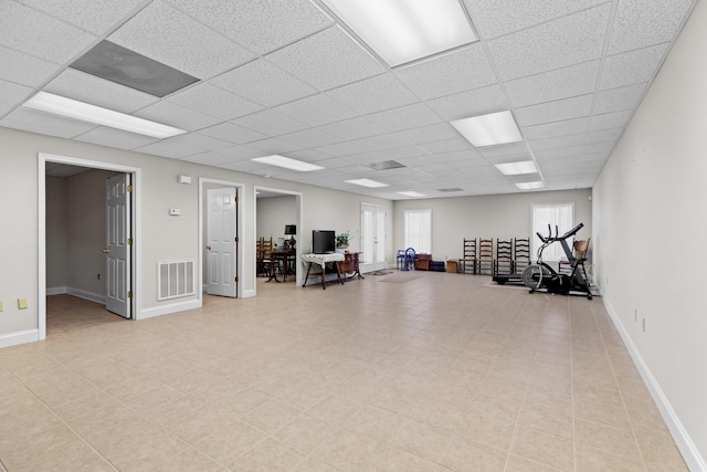 5704 Long Creek Rd, Morristown, TN 37813 - workout area featuring a paneled ceiling and baseboards
