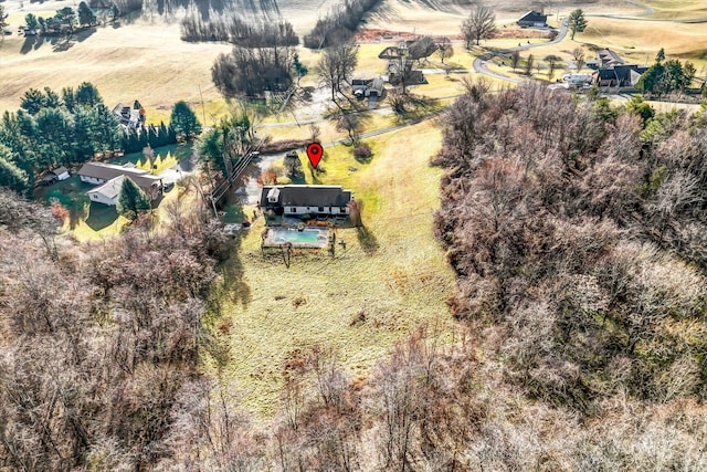 bird's eye view with a rural view