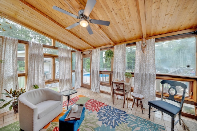 1216 Winding Dr, Sevierville, TN 37876 - sunroom / solarium with wooden ceiling, plenty of natural light, vaulted ceiling, and tile patterned flooring
