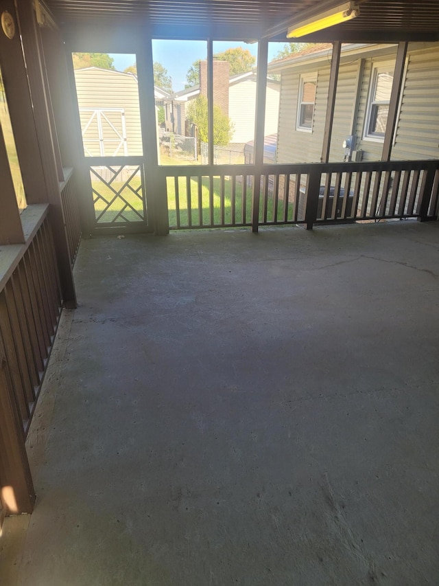 view of unfurnished sunroom