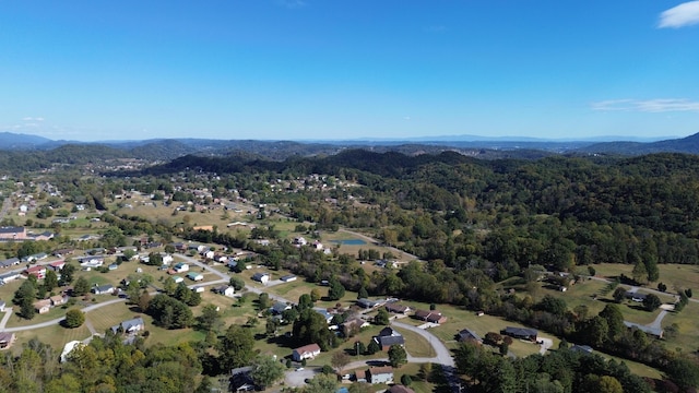 birds eye view of property with a mountain view