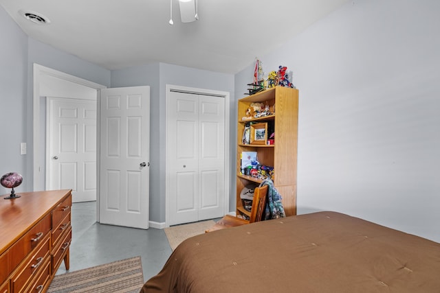 1116 Patterson St, Dandridge, TN 37725 - bedroom featuring a closet, concrete floors, and ceiling fan