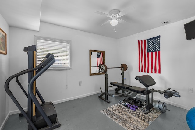 1116 Patterson St, Dandridge, TN 37725 - exercise room featuring a ceiling fan and baseboards