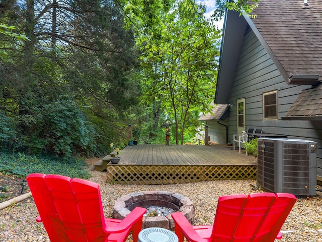 1116 Patterson St, Dandridge, TN 37725 - view of patio / terrace featuring an outdoor fire pit and a wooden deck
