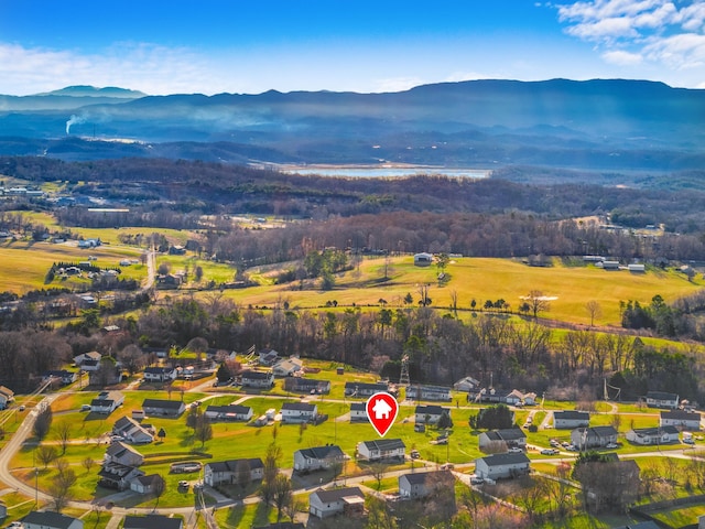 aerial view with a mountain view