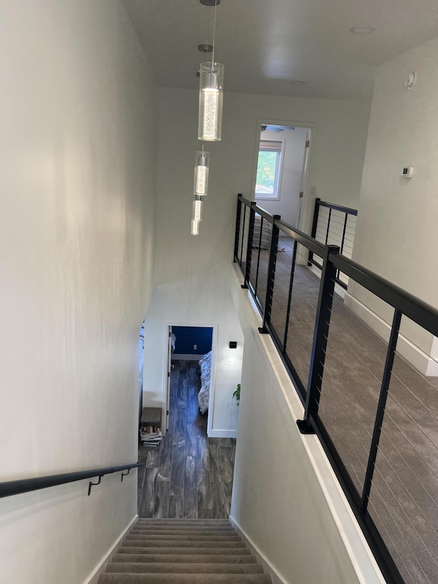 stairway with baseboards