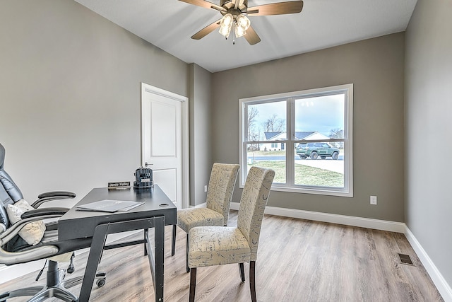 518 Deborahs Way, Greeneville, TN 37743 - home office with ceiling fan, baseboards, and light wood-style floors