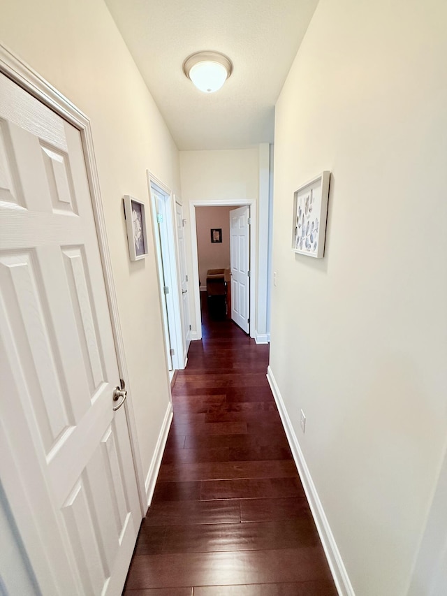 hallway featuring dark hardwood / wood-style floors