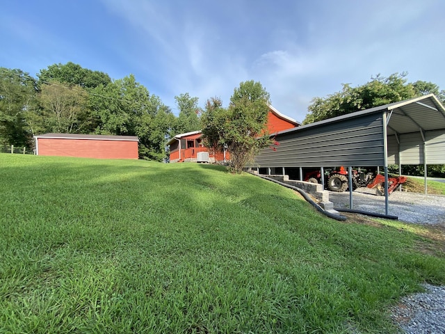 view of yard with a carport