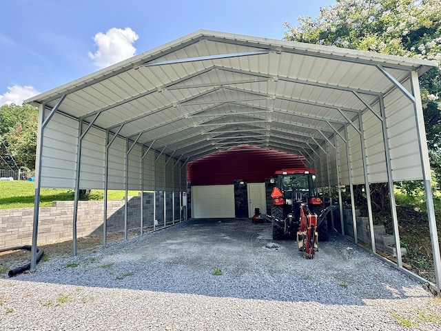 view of parking with a carport