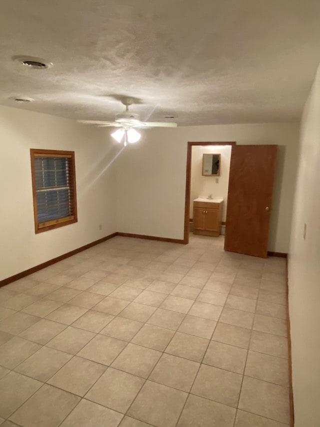 interior space featuring ceiling fan