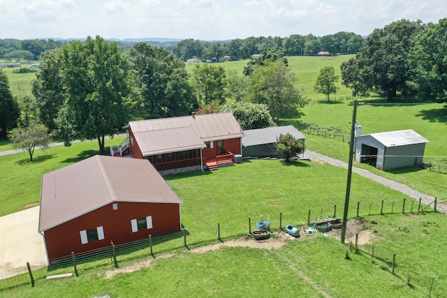 aerial view with a rural view