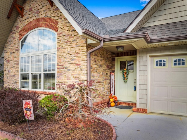 property entrance featuring a garage