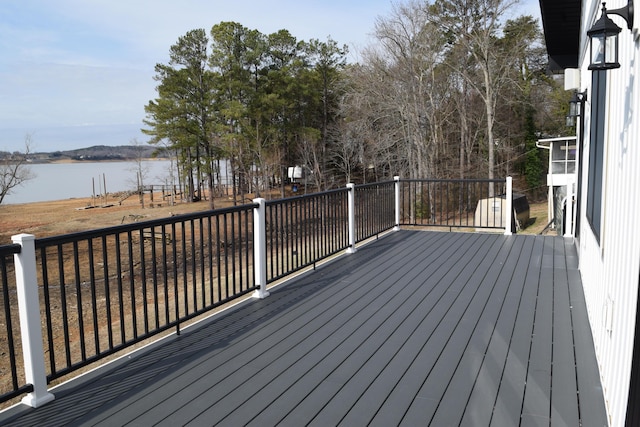 deck with a water view