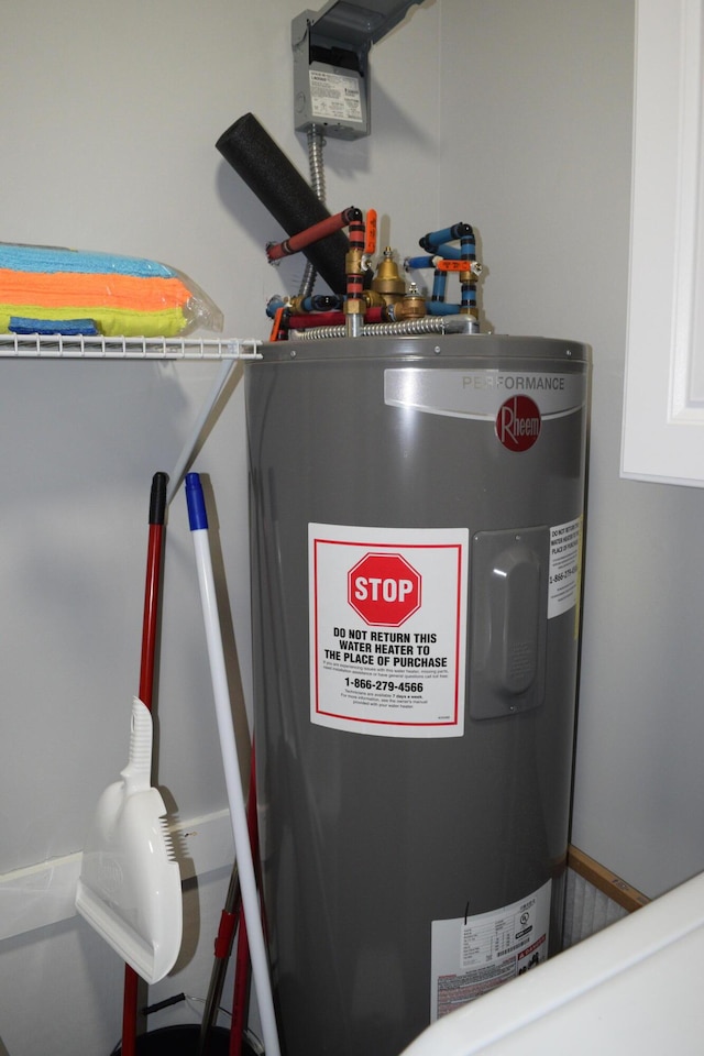 utility room with electric water heater